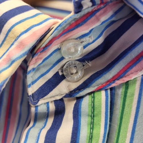 South Pole Signature Series Button Front Shirt Mens Medium Colorful Striped LS - Picture 9 of 21
