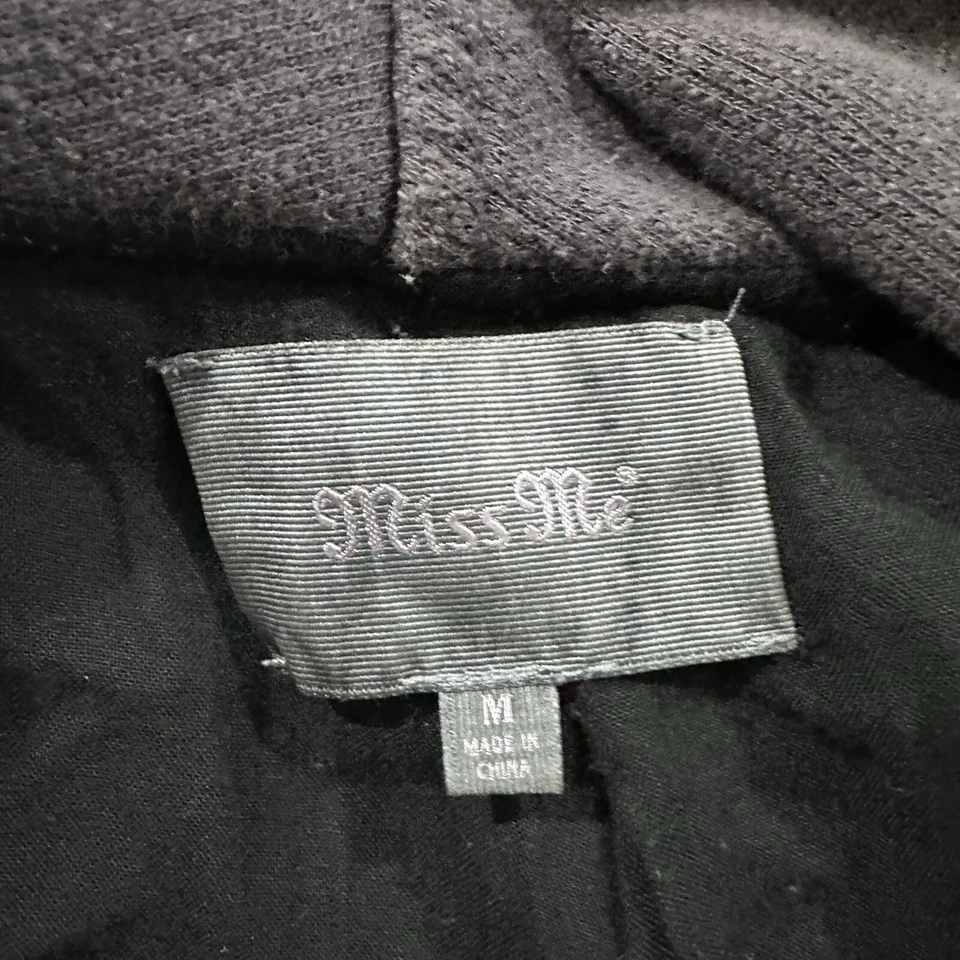 Miss Me Jacket WOmen's Medium Faux Leather Asymmetrical Mock Neck Black Crop - Image 2 of 4