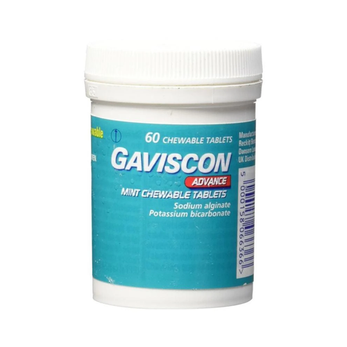 Gaviscon Advance Chewable Tablets Peppermint 60 Tab Strong Heartburn& Reflux