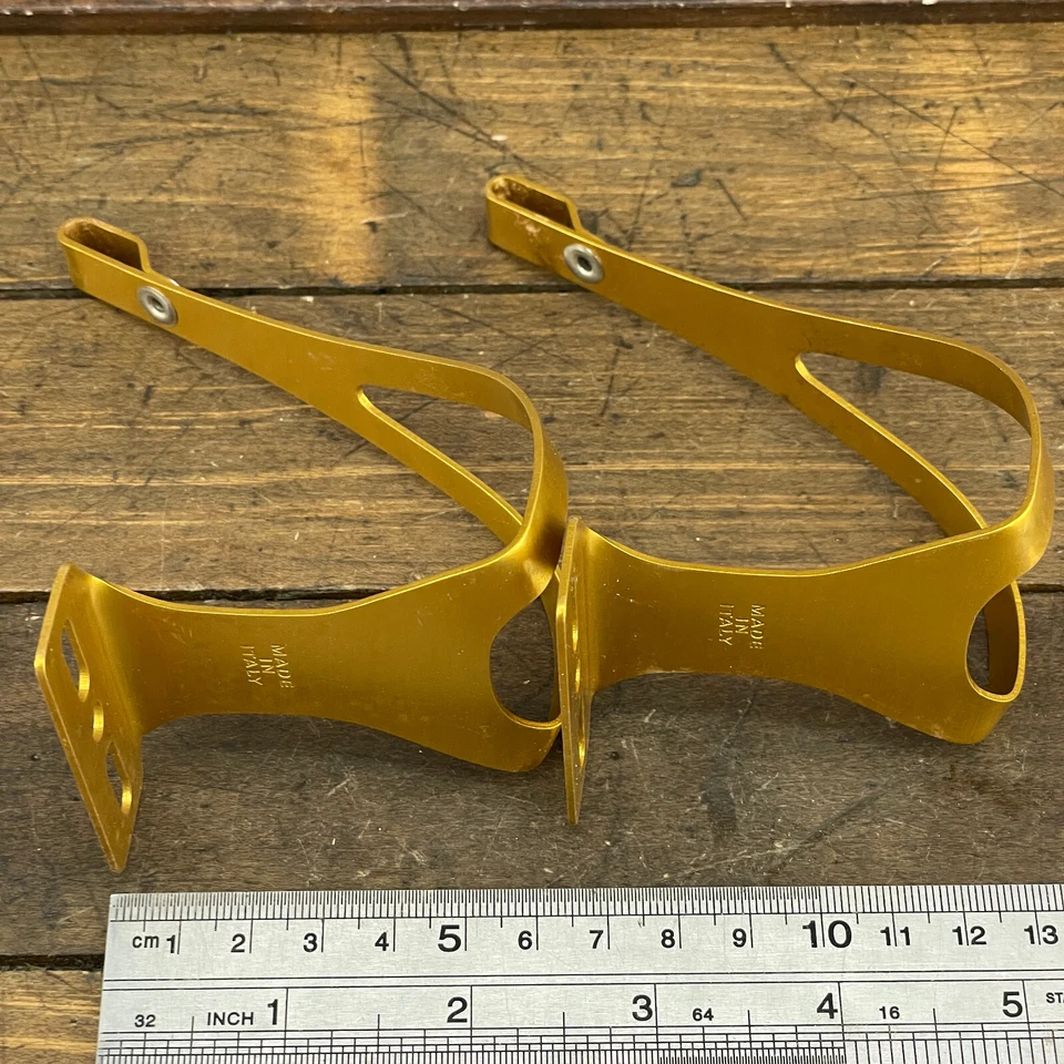 Vintage Cinelli Pedal Toe Clip Set Gold 2 Bolt Set  NOS Eroica Road   80s Alloy - Image 3 of 4