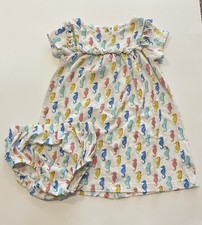 Mini Bode 12-18M Baby Girl Pretty Seahorse Jersey Dress & Bloomers