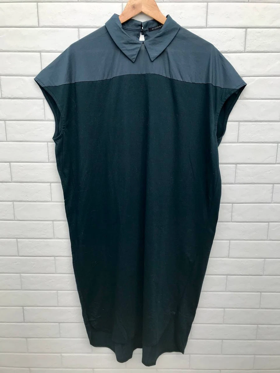 Mizuiro Ind Shirt Dress Long Maxi Sleevelles Green Pullover Cover