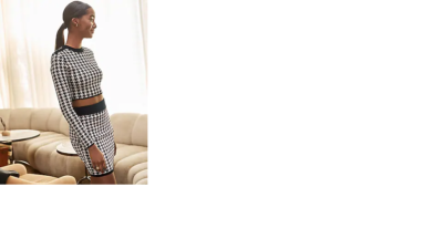 nwt EXPRESS houndstooth strong shoulder sweater dress skirt set s top xl  bottoms