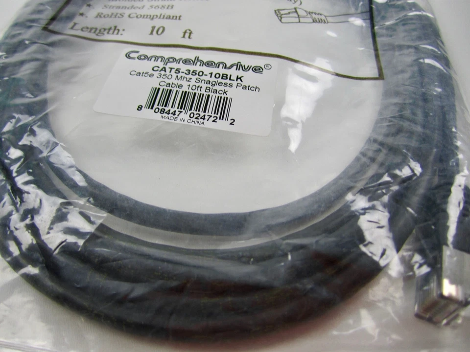 NEW! Comprehensive CAT5-350-10BLK 10ft Cat5e Blk Snagless Patch Ethernet Cable - Image 4 of 4