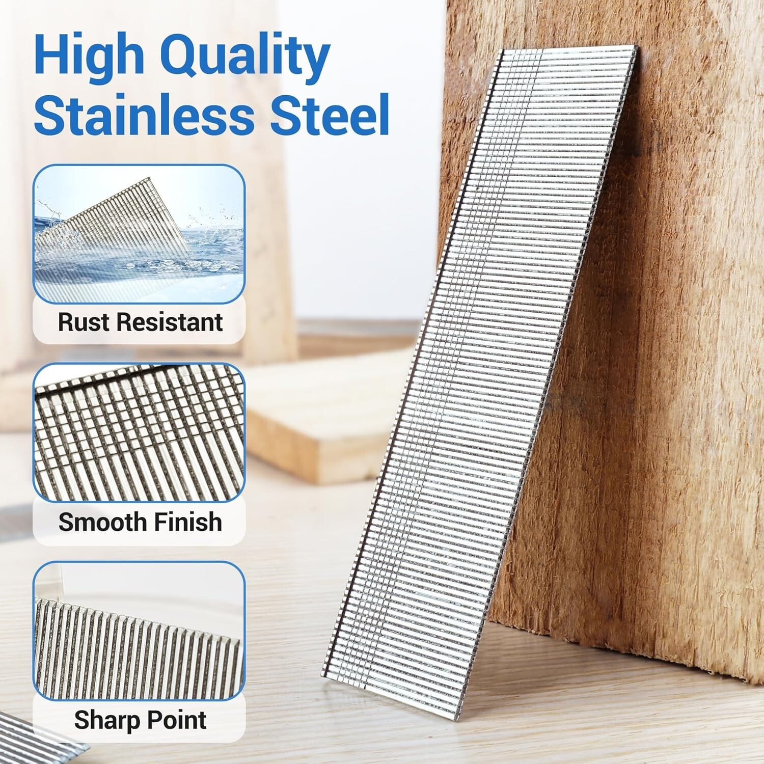 10,000-60,000PCS meite 18 Gauge Finish Brad Nails 3/4" - 2" Length 304 Stainless