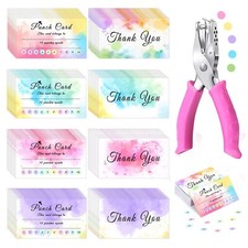 200 Pieces Reward Punch Cards with Hole Puncher Incentive Loyalty Reward Card...