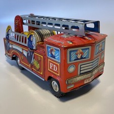 Tin Fire Truck Toy F.D. 12 Friction Drive Japan Lithographed