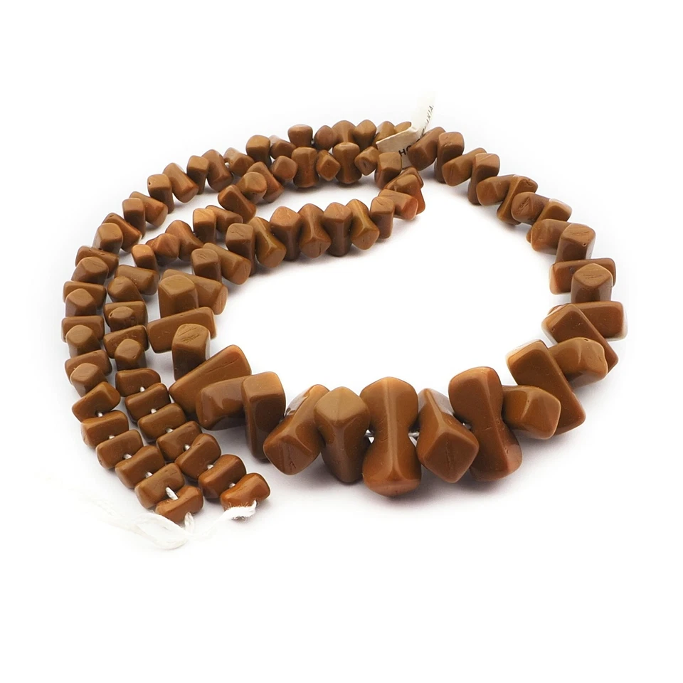 Strand (99) Cuentas de vidrio rectangular marrón vintage decoración checa Foto 4 de 4