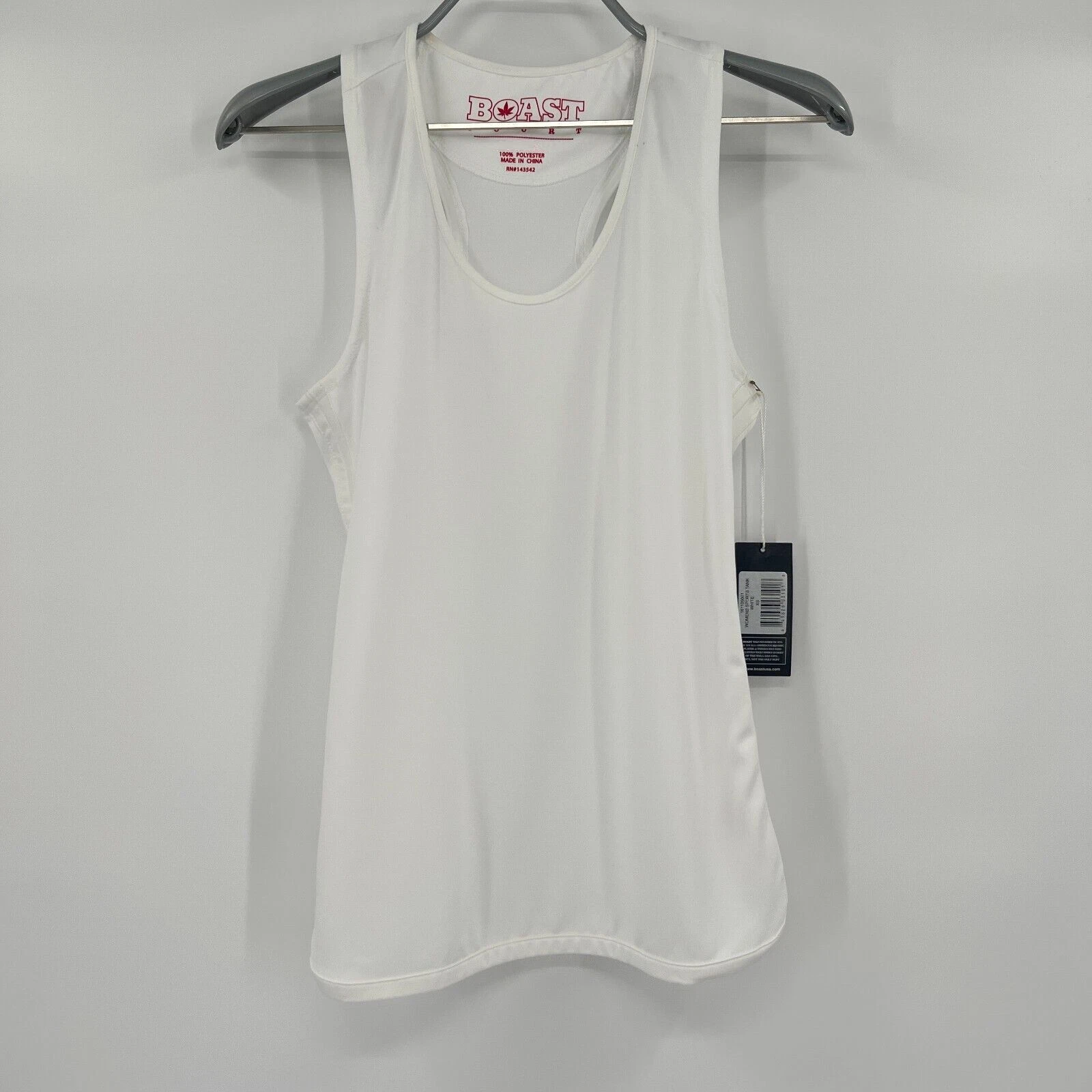 BOAST Women's White Sport Tank Racerback Top Workout sz L NWT