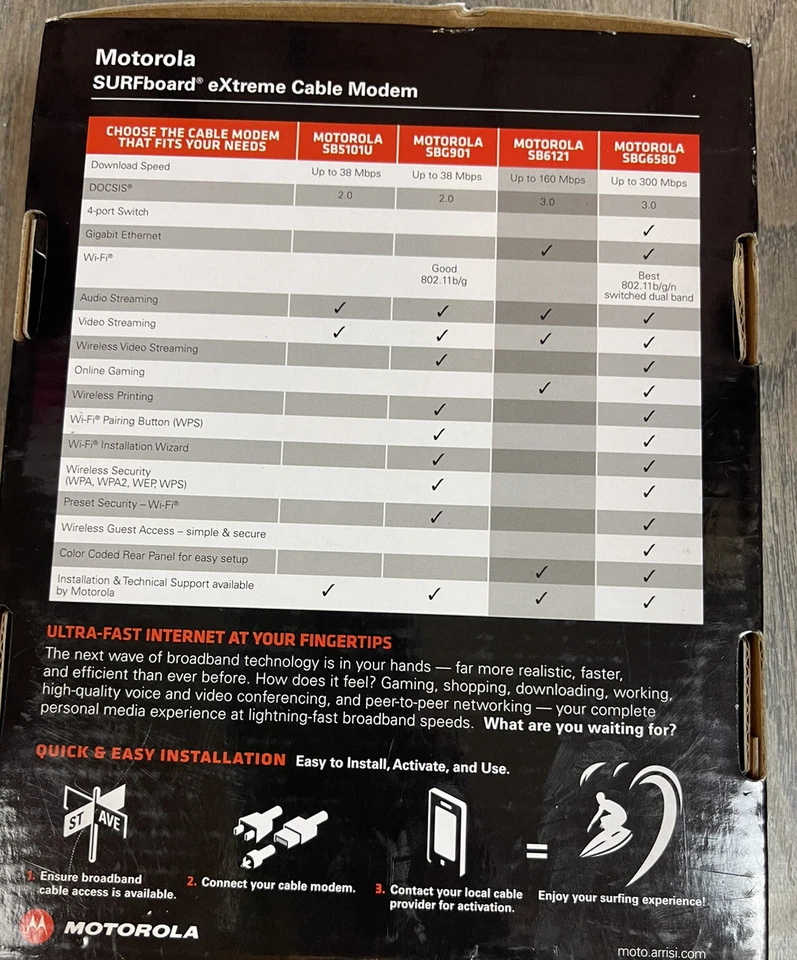 MOTOROLA SURFBOARD eXtreme CABLE MODEM MODEL SB6121 DOCSIS 3.0 UP2 300 MBPS NEW - Image 4 of 4