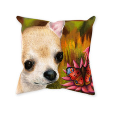 Throw Pillow Case Cushion cover Dog 85 Chihuahua Butterfly L.Dumas