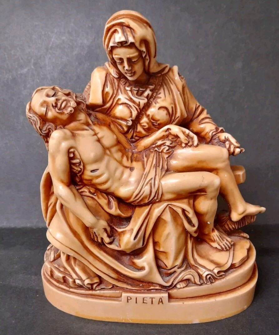 Vintage A. Giannetti The Pieta Jesus Virgin Mary Resin Sculpture