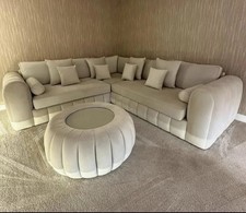 Premium Lilly Plush Velvet 6 Seater Corner U Shape Comfy Sofa+Cushions