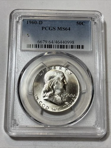 1960-D Franklin Half Dollar  (50C) (90% SILVER) PCGS MS64