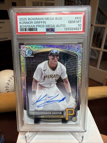Topps 2025 Bowman Chrome Prospect Mega Box Autos Konnor Griffin BMA-KG RC PSA 10