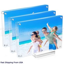 3 Pack Acrylic Photo Picture Frame Magnetic 4x6 inch Clear Double Sided Display