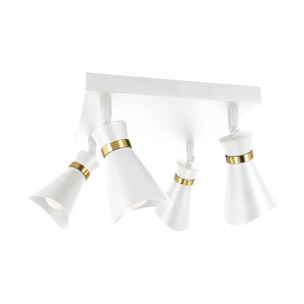 Deckenstrahler Deckenlampe 4-Flammig B: 25 Cm Klein E14 In Weiß Gold Verstellbar-image