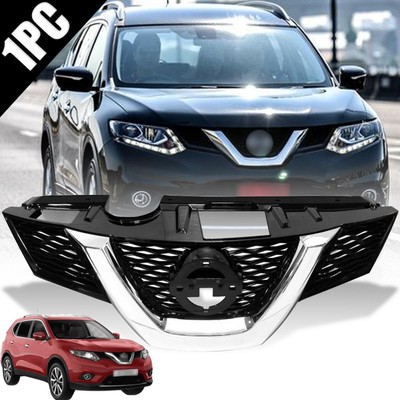 Nissan グリル ブラック/クローム Front Grille Black Chrome Cover For Nissan X-Trail Xtrail Rogue