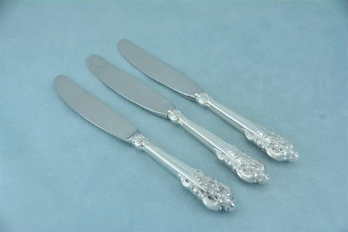 3 Wallace Grande Baroque Sterling 6-7/8" Long Blade Butter Spreader No Monogram