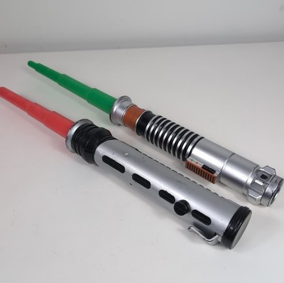 Star Wars 1999 Light Saber Red & 2015 Light Saber Green Lot Of 2