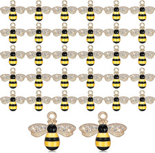 32 Pcs Bee Charms Pendants with Rhinestone for Jewelry Making, Necklace  Bulk