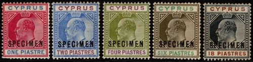 CYPRUS 1902 KEVII SPECIMEN RANGE TO 18PI WMK CROWN CA