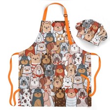Kids Apron with Chefs Hat Set, Kitchen Apron Gifts Dog