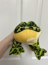 Ganz Webkinz 10” Plush Frog BullFrog Green Black Spots Stuffed Animal NO CODE