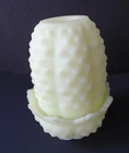 Vintage Fenton Green Milk Glass Hobnail Fairy Lamp 4.5"