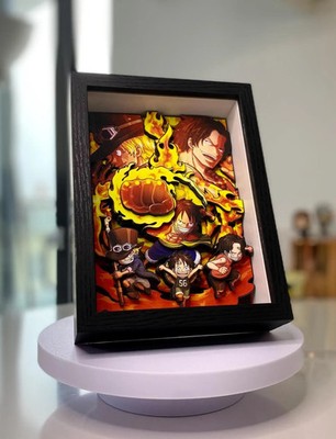 One Piece Luffy Red Hawk I 3D Papierschnitt Rahmen I 3D Shadow Box Kunst I Poster