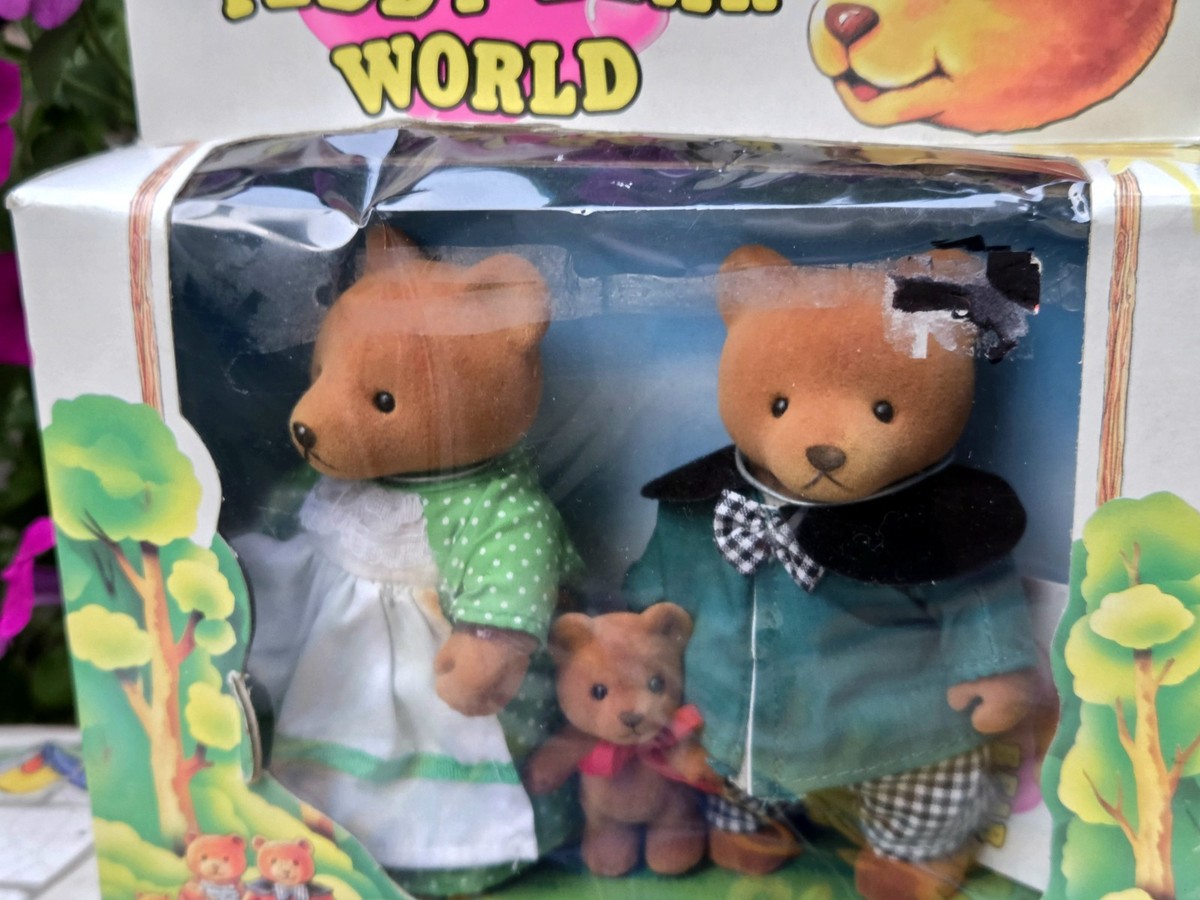 Vtg 1980's Teddy Bear World by Simba Toys Family Mama Papa Baby