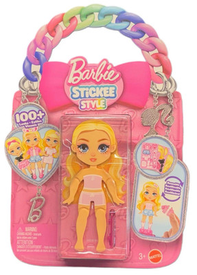 NEW Barbie Stickee Style Reusable Sticker Doll Set w/ Purse Packaging & Charms