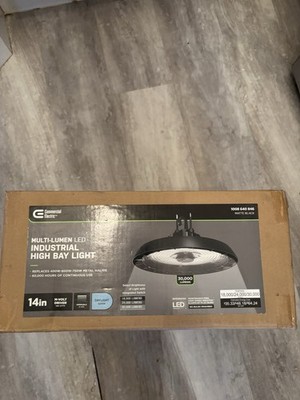 Commercial Electric 14in Multi-Lumen LED Industrial High Bay Light, Matte Black