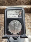 2023 SILVER EAGLE NGC MS70 FIRST DAY ISSUE ANNA CABRAL SIGNED FLAG LABEL