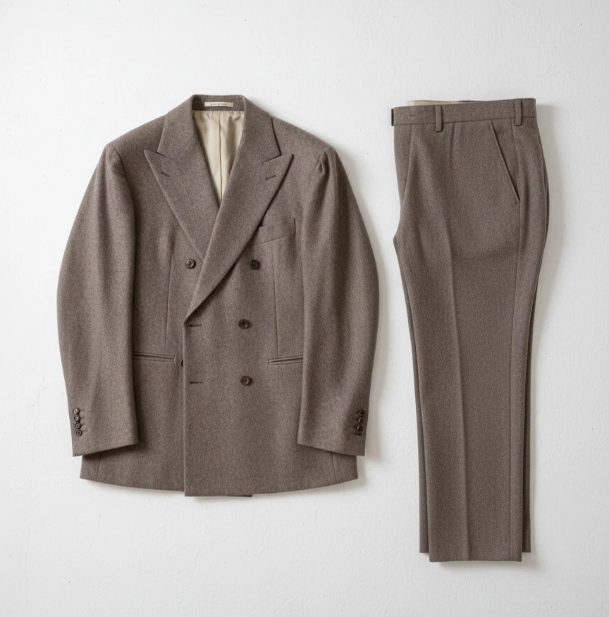 Traje Belvest Beige Jaspeado Lana y Cachemira Doble Pecho Talla 50IT Foto 2 de 4