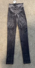 Spanx Leggings XS Chrome Gray Velvet Velour High Rise Shapewear  NWT 