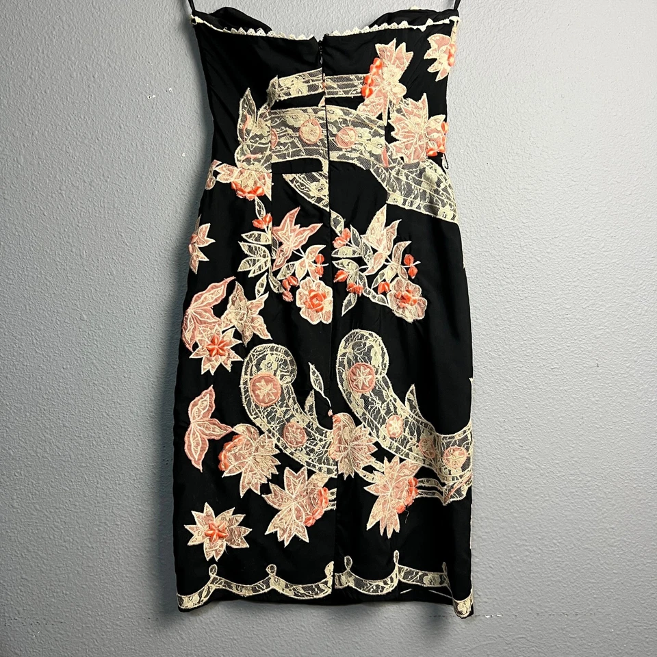Corey Lynn Calter Silk Strapless Mini Dress Floral Lace Accents Party Cocktail 2 - Image 2 of 4