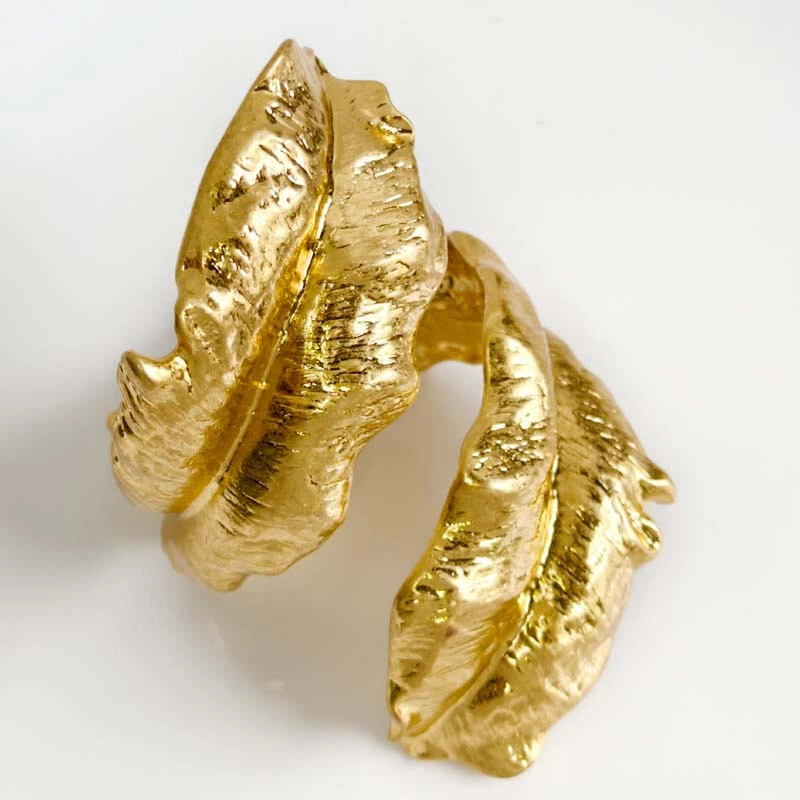 Zara Leaf Statement Bangle Cuff Retro Women Party Vacation Travel Jewelry Gift - Image 2 of 4