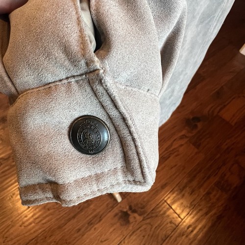 Bromley Sport Real Down Coat Women’s Medium Taupe Faux Suede Quilted Insulated - Picture 9 of 13