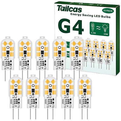 G4 LED Birne, 1,2W Warmweiß, Ersatz für 10W Halogen, 120lm, 360°, 10er Pack