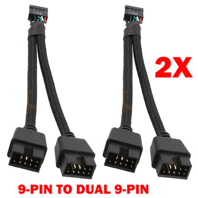 2pc 15cm Motherboard USB 2.0 9 Pin Header 1 To 2 Extension Hub Splitter Adapters