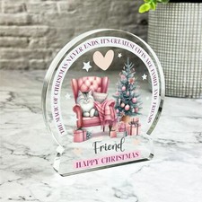 Gift For Friend Cat Christmas Tree Magic Of Christmas Snowglobe Keepsake Plaque