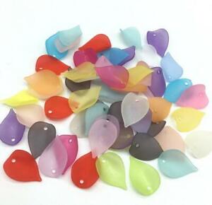 100pcs Mixed Flower Frosted Acrylic Spacer Beads Caps For Jewelry Making 18mm 