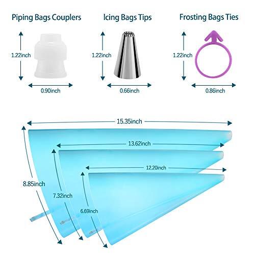 Piping Bags and Tips Set,24pcs Cake Decorating Tools with 6pcs 3 Sizes - Picture 3 of 7