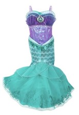Disney Store Girls Little Mermaid Princess Ariel Deluxe Costume Dress sz 9/10 Ec