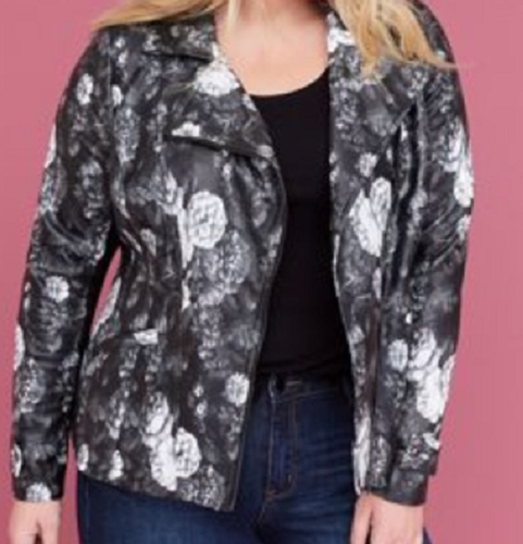 faux leather moto jacket size 