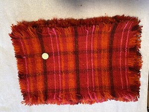 Lot Of 9 Placemats Wool Hand Spun, Hand Woven Red Plaid