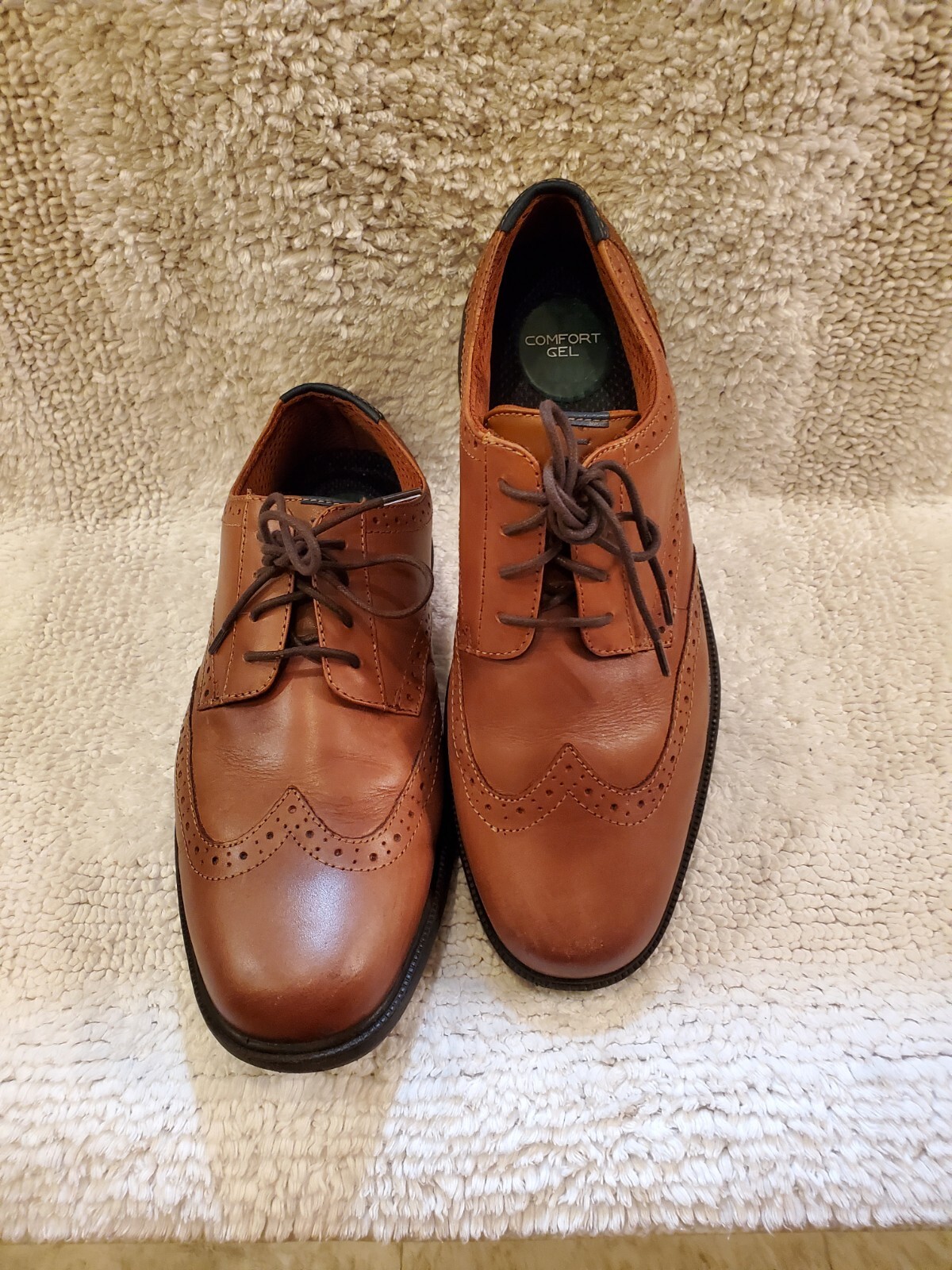 SAOLA Scarpe Oxford stringate Nunn Bush Comfort Gel da uomo 9 in pelle marrone punta ad ala