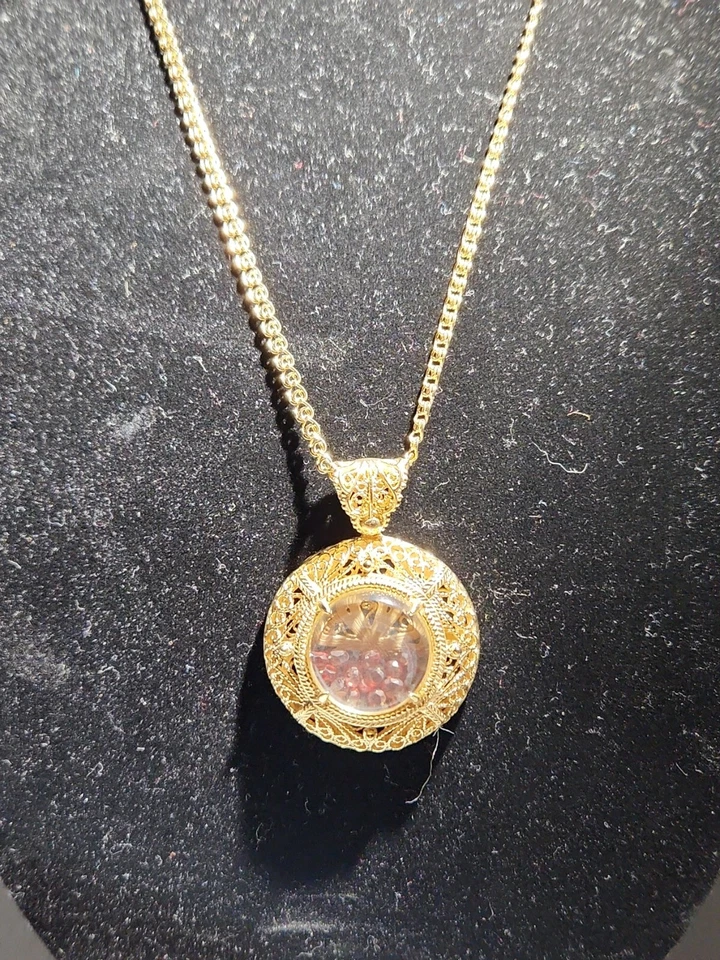 Colgante de bronce/18 kgp filograna y apatita/oro abrazado Foto 2 de 3