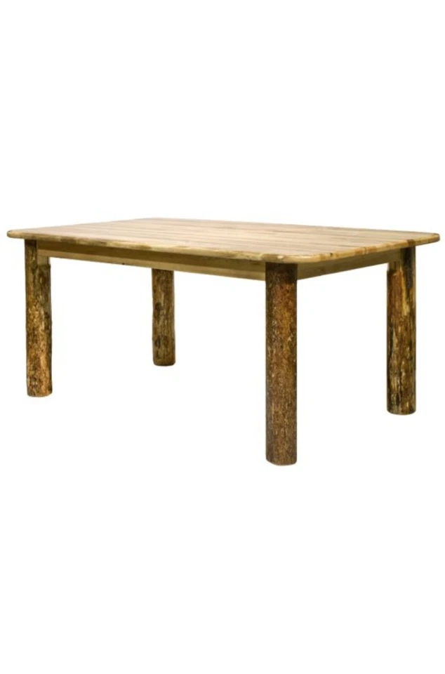 MESA DE COMEDOR AMISH LOG 6 pies Mesas de cocina Cuatro postes de pino macizo Foto 2 de 4